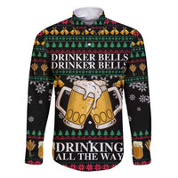 Drinker Bell Christmas Family Matching Short Sleeve Bodycon Dress and Hawaiian Shirt Funny Xmas Holiday Patterns - Wonder Print Shop