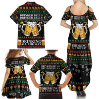 Drinker Bell Christmas Family Matching Summer Maxi Dress and Hawaiian Shirt Funny Xmas Holiday Patterns - Wonder Print Shop