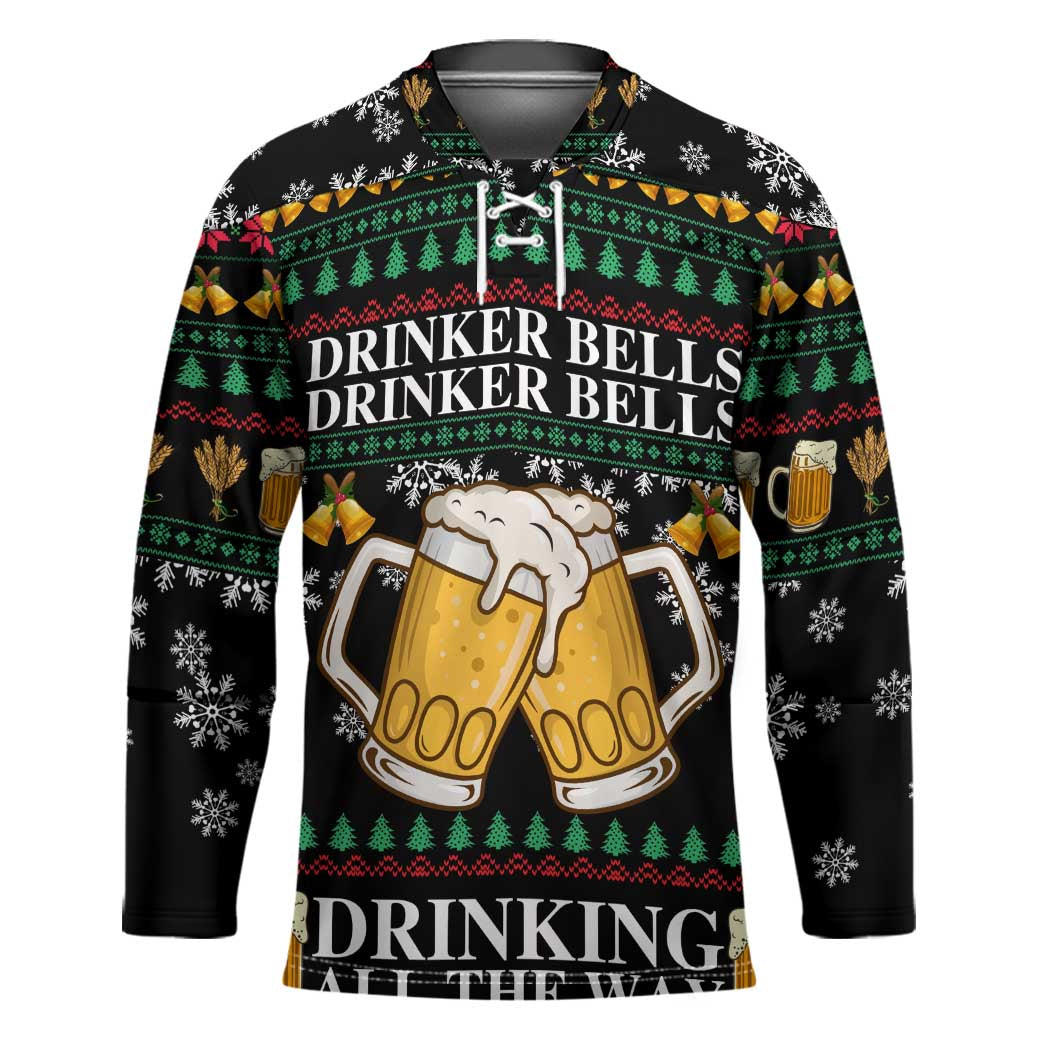 Drinker Bell Christmas Hockey Jersey Funny Xmas Holiday Patterns - Wonder Print Shop
