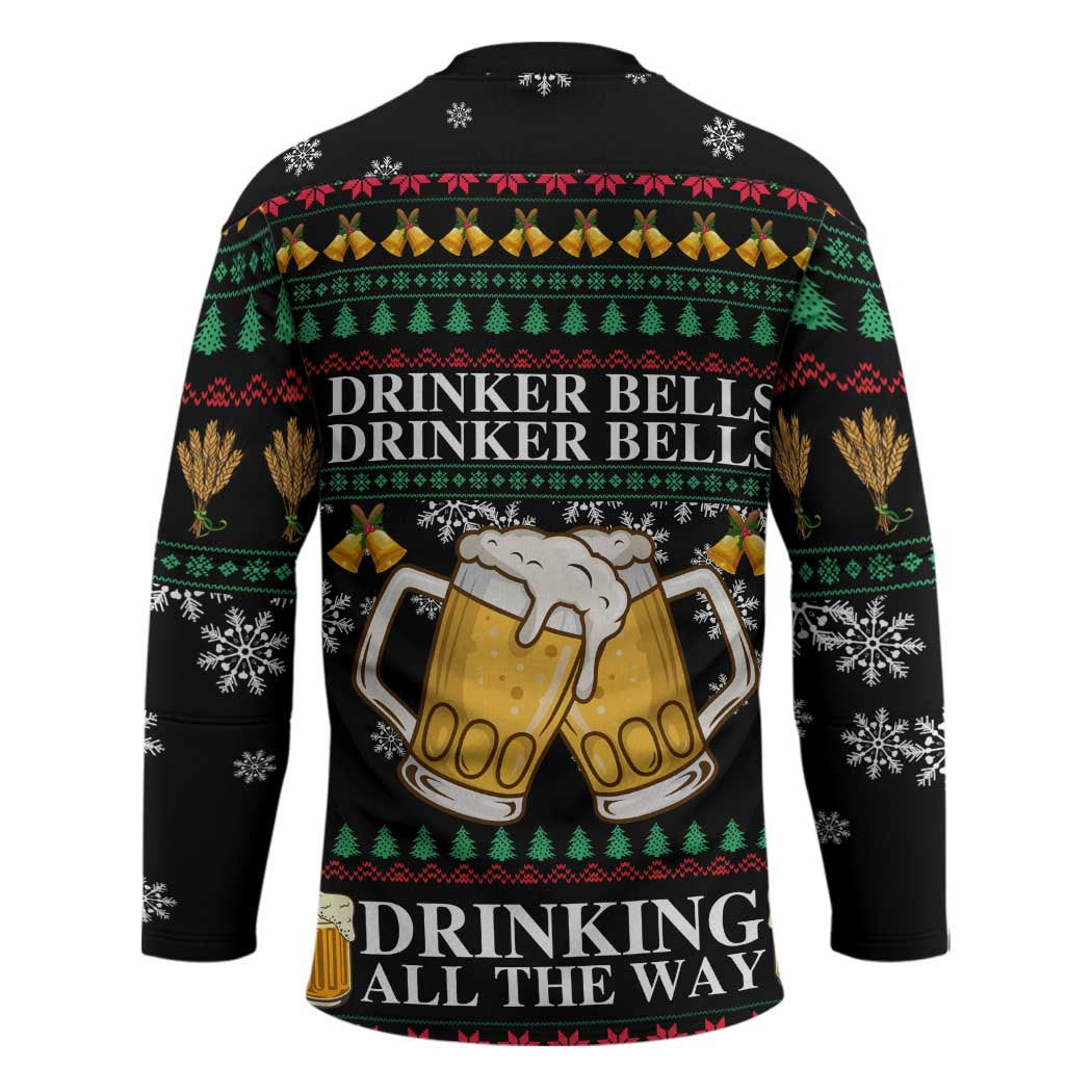 Drinker Bell Christmas Hockey Jersey Funny Xmas Holiday Patterns - Wonder Print Shop
