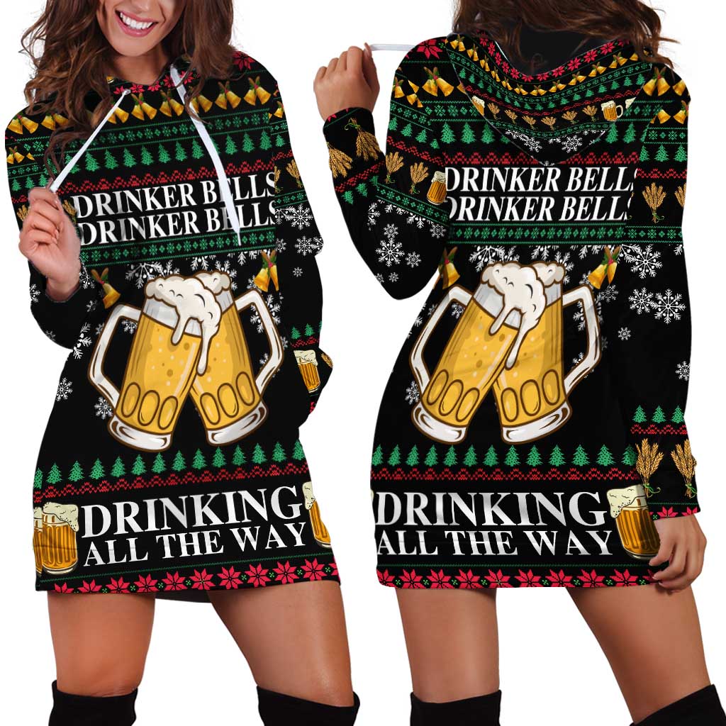 Drinker Bell Christmas Hoodie Dress Funny Xmas Holiday Patterns - Wonder Print Shop