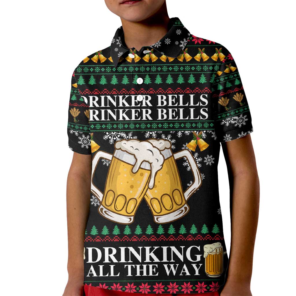 Drinker Bell Christmas Kid Polo Shirt Funny Xmas Holiday Patterns - Wonder Print Shop