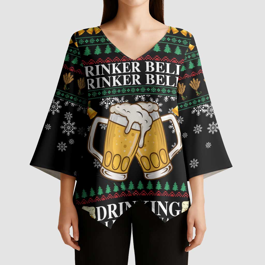 Drinker Bell Christmas Kimono Sleeve Blouse Funny Xmas Holiday Patterns - Wonder Print Shop