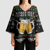 Drinker Bell Christmas Kimono Sleeve Blouse Funny Xmas Holiday Patterns - Wonder Print Shop