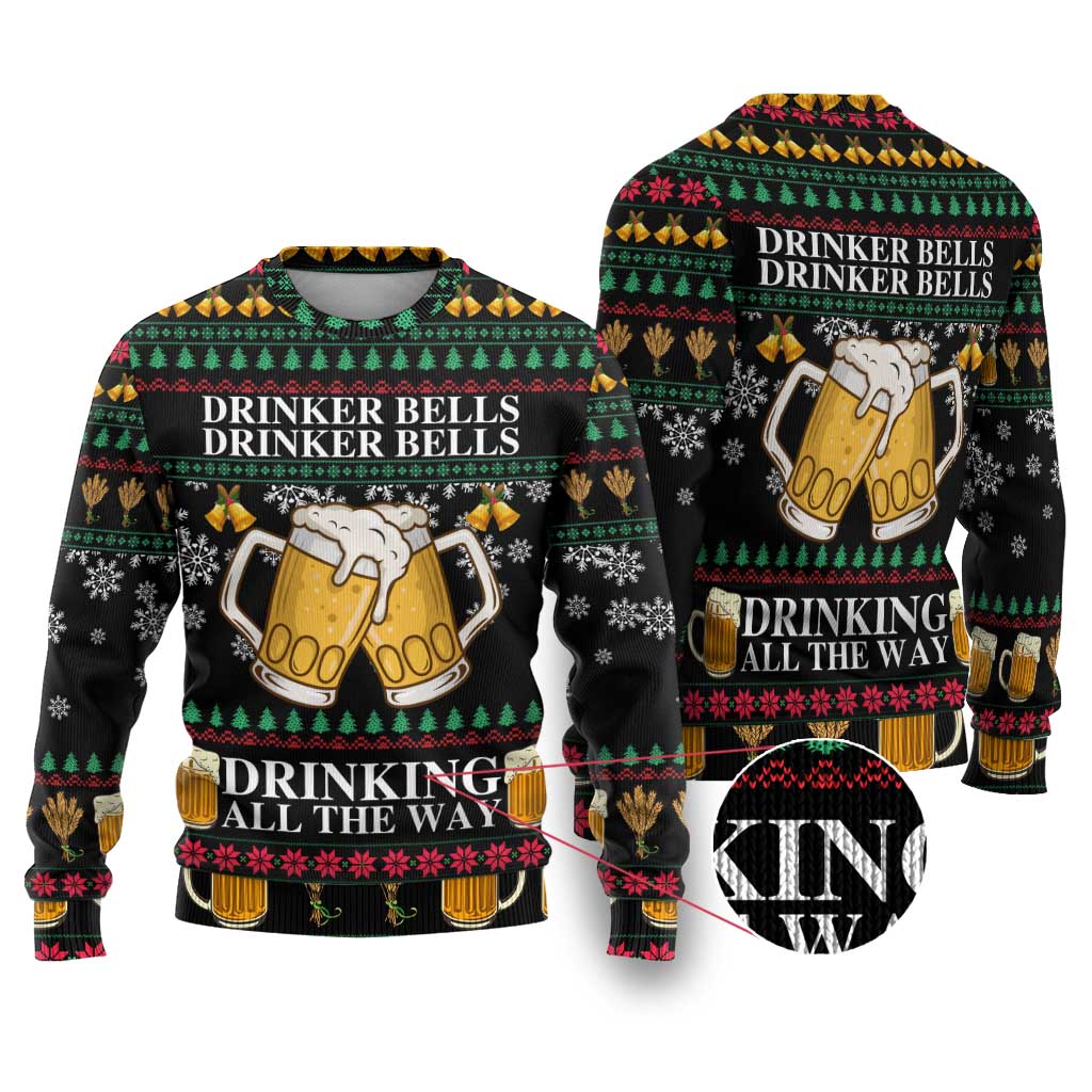 Drinker Bell Christmas Ugly Christmas Sweater Funny Xmas Holiday Patterns - Wonder Print Shop