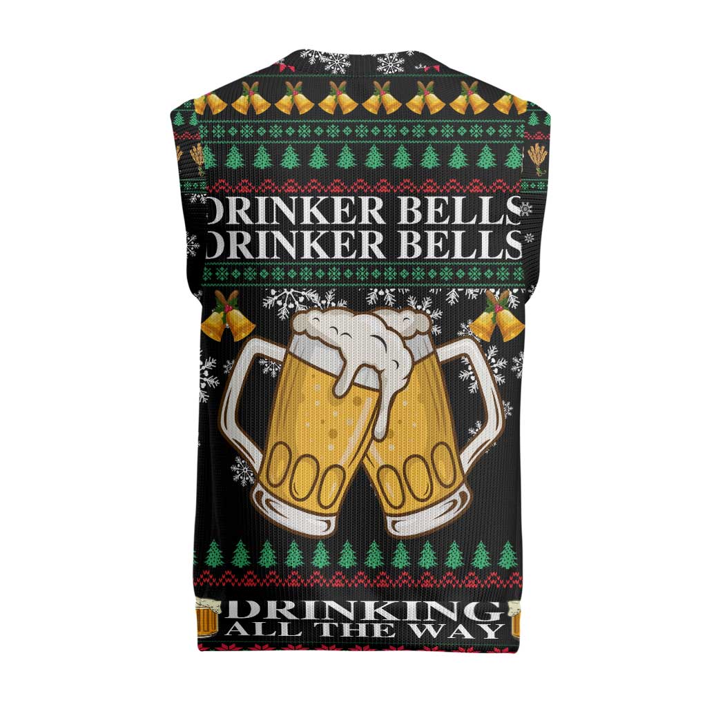 Drinker Bell Christmas Knitted V-Neck Vest Funny Xmas Holiday Patterns - Wonder Print Shop