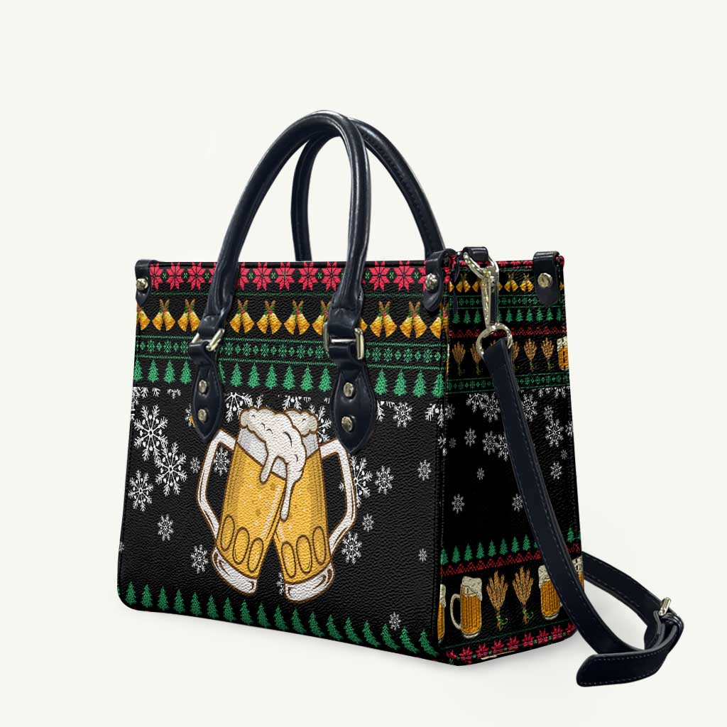 Drinker Bell Christmas Leather Bag Funny Xmas Holiday Patterns - Wonder Print Shop