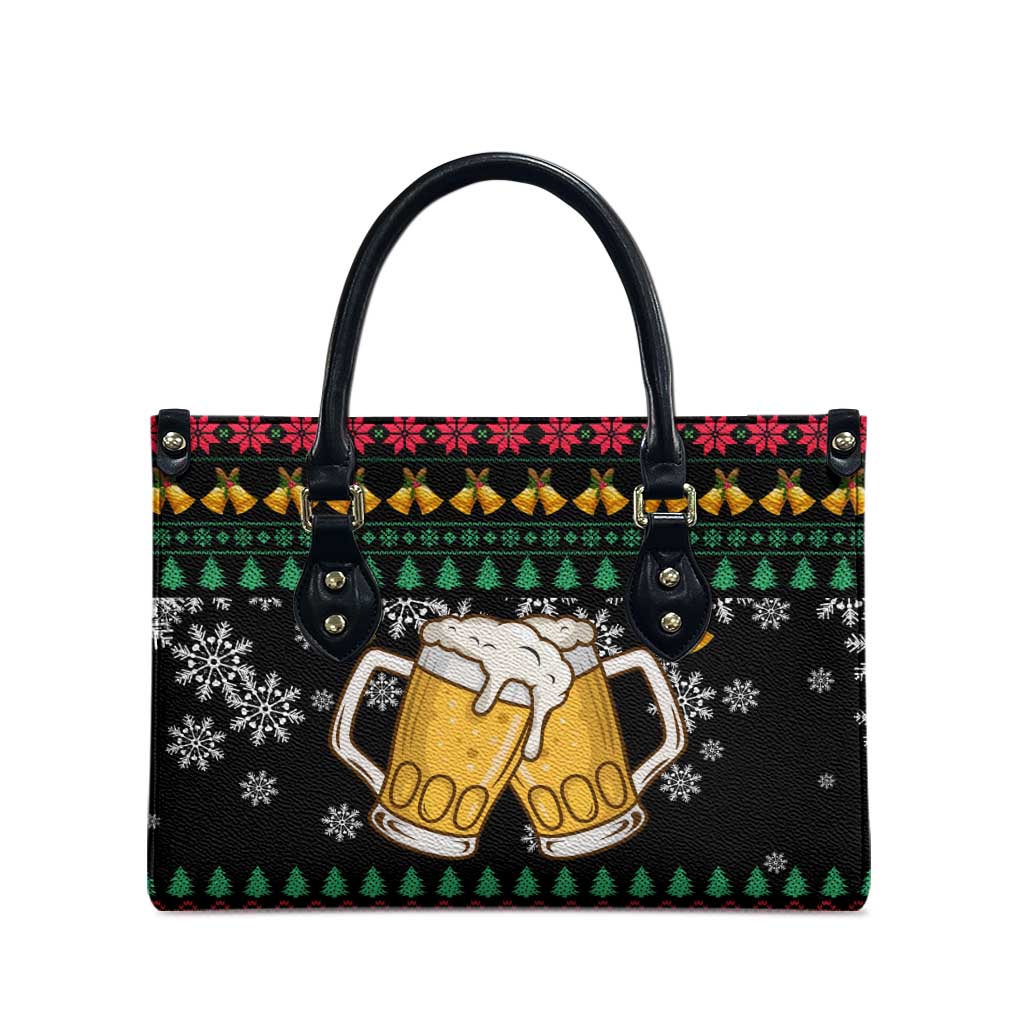 Drinker Bell Christmas Leather Bag Funny Xmas Holiday Patterns - Wonder Print Shop
