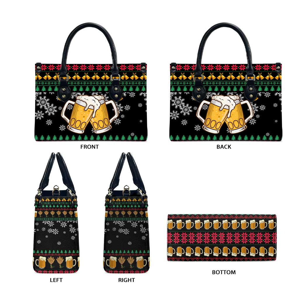 Drinker Bell Christmas Leather Bag Funny Xmas Holiday Patterns - Wonder Print Shop