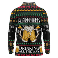 Drinker Bell Christmas Long Sleeve Polo Shirt Funny Xmas Holiday Patterns - Wonder Print Shop