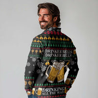 Drinker Bell Christmas Long Sleeve Polo Shirt Funny Xmas Holiday Patterns - Wonder Print Shop