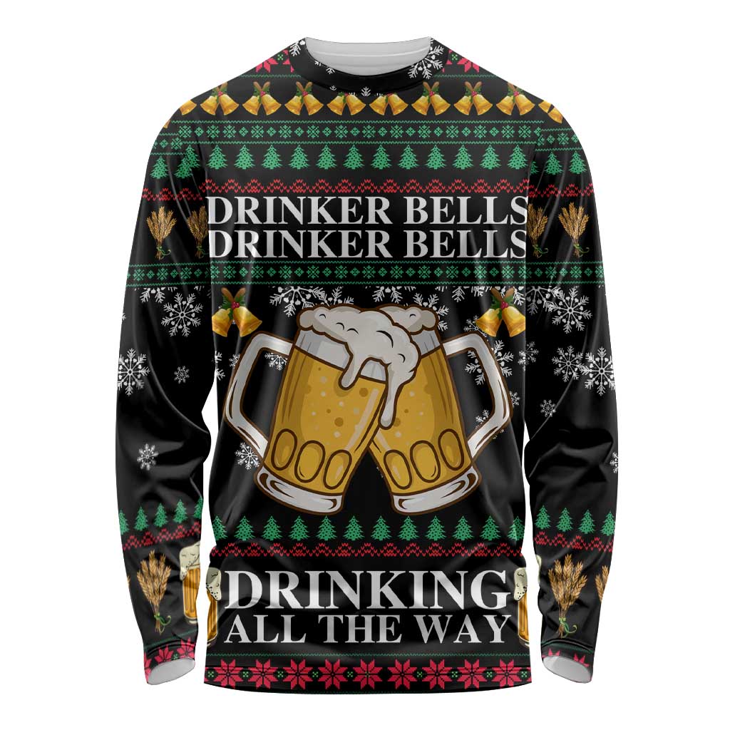 Drinker Bell Christmas Long Sleeve Shirt Funny Xmas Holiday Patterns - Wonder Print Shop