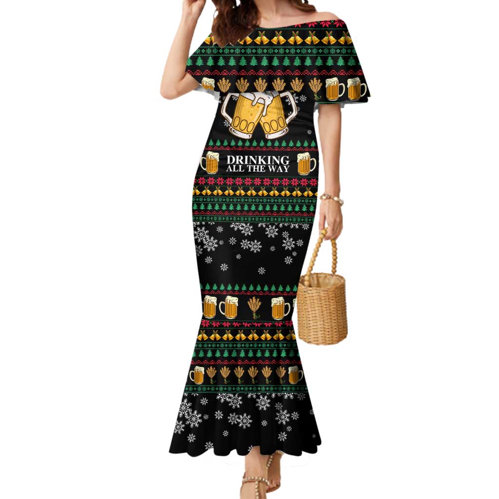 Drinker Bell Christmas Mermaid Dress Funny Xmas Holiday Patterns - Wonder Print Shop