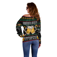 Drinker Bell Christmas Off Shoulder Sweater Funny Xmas Holiday Patterns - Wonder Print Shop