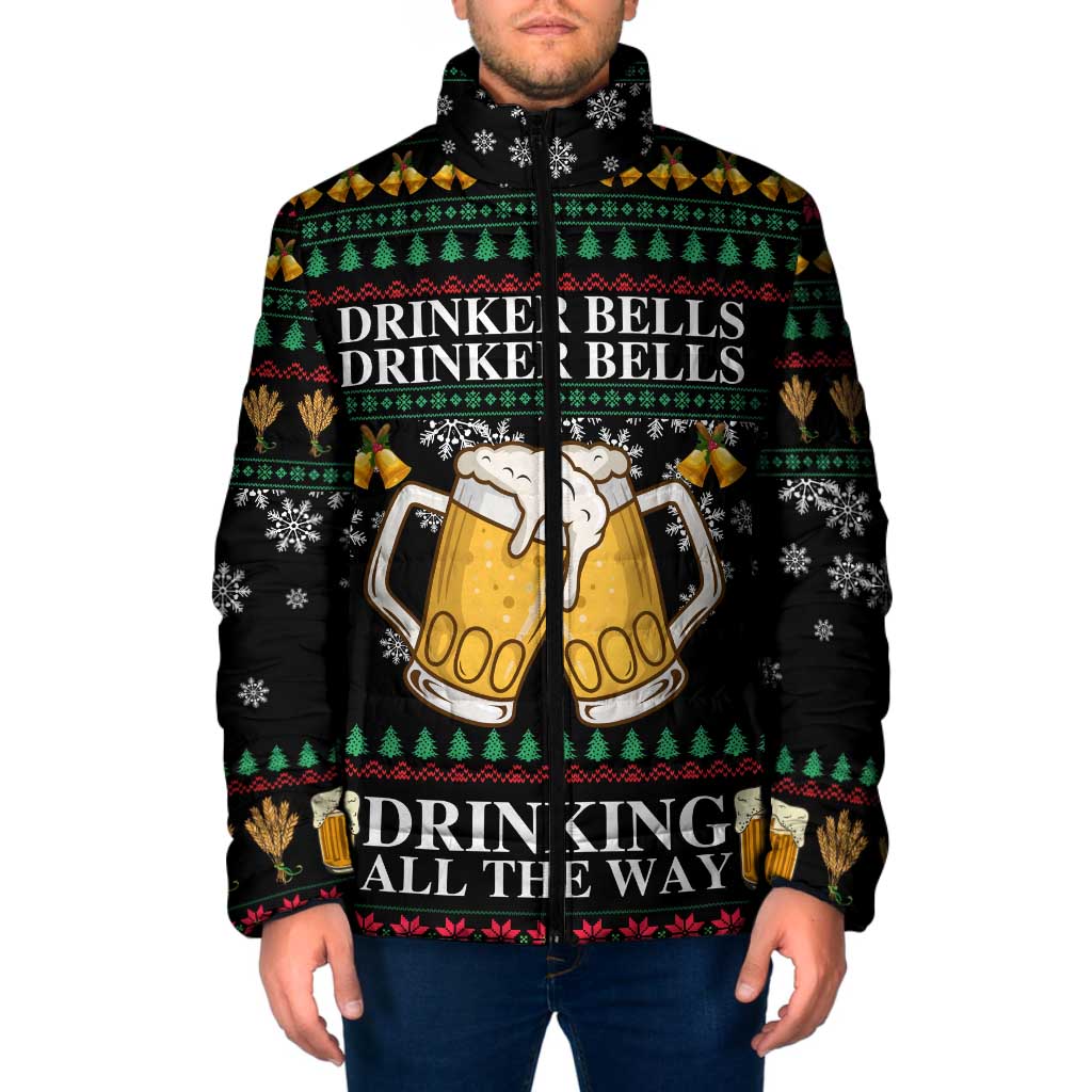 Drinker Bell Christmas Padded Jacket Funny Xmas Holiday Patterns - Wonder Print Shop