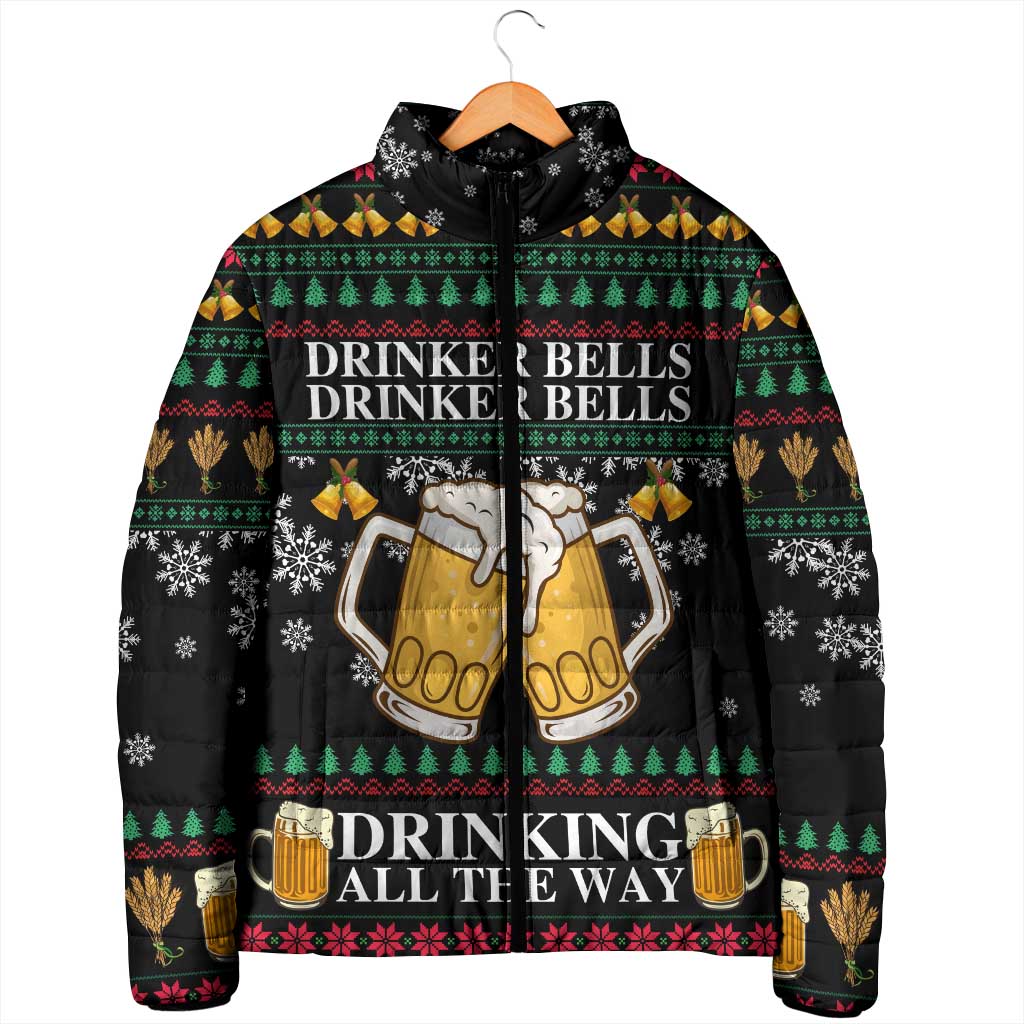 Drinker Bell Christmas Padded Jacket Funny Xmas Holiday Patterns - Wonder Print Shop