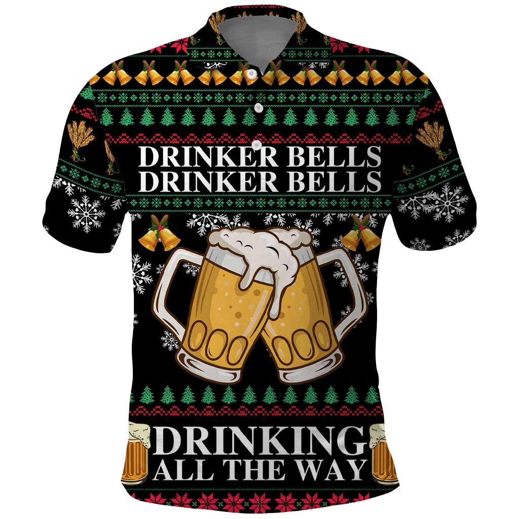Drinker Bell Christmas Polo Shirt Funny Xmas Holiday Patterns - Wonder Print Shop