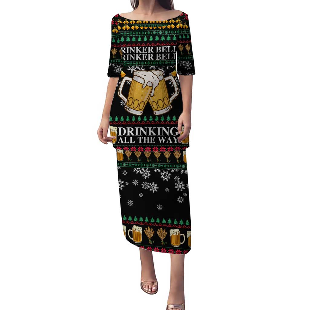 Drinker Bell Christmas Puletasi Funny Xmas Holiday Patterns - Wonder Print Shop