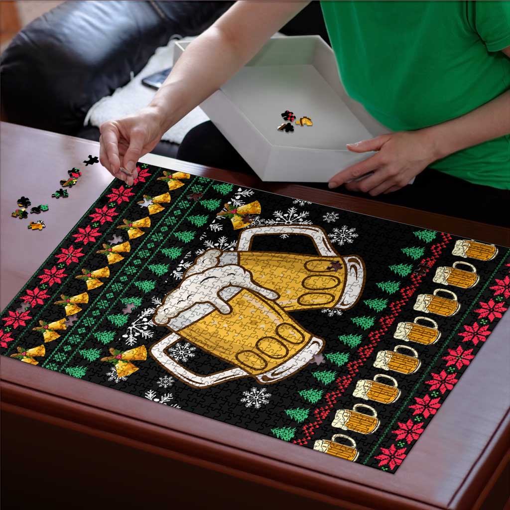 Drinker Bell Christmas Puzzle Funny Xmas Holiday Patterns - Wonder Print Shop