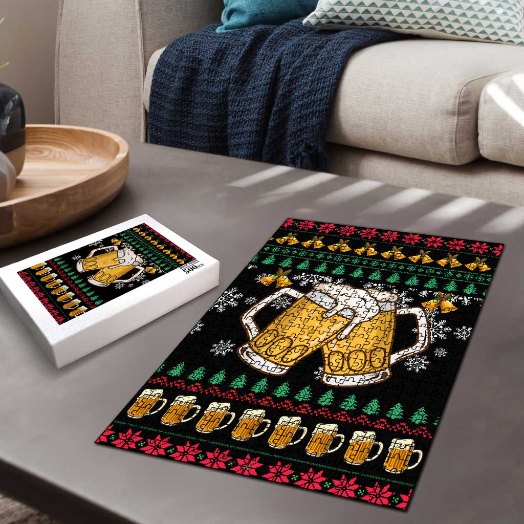 Drinker Bell Christmas Puzzle Funny Xmas Holiday Patterns - Wonder Print Shop