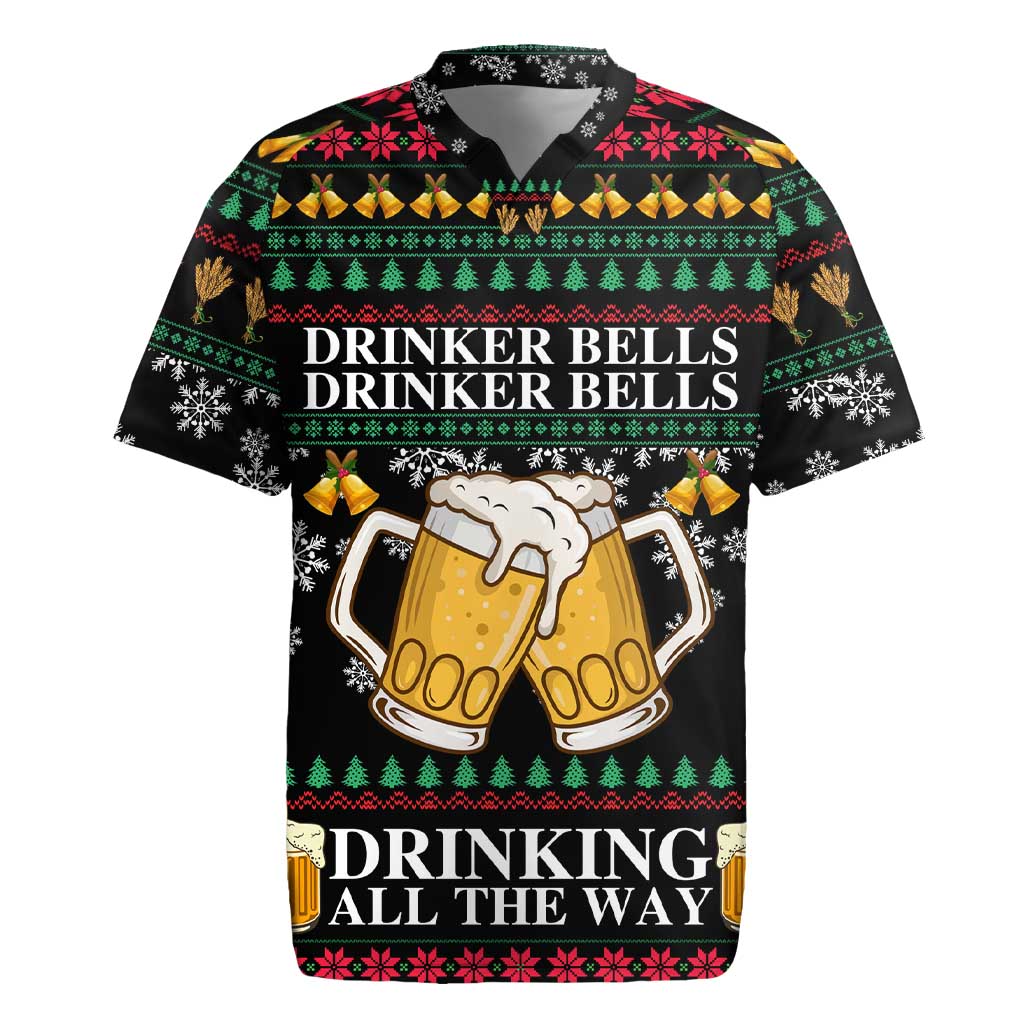 Drinker Bell Christmas Rugby Jersey Funny Xmas Holiday Patterns - Wonder Print Shop