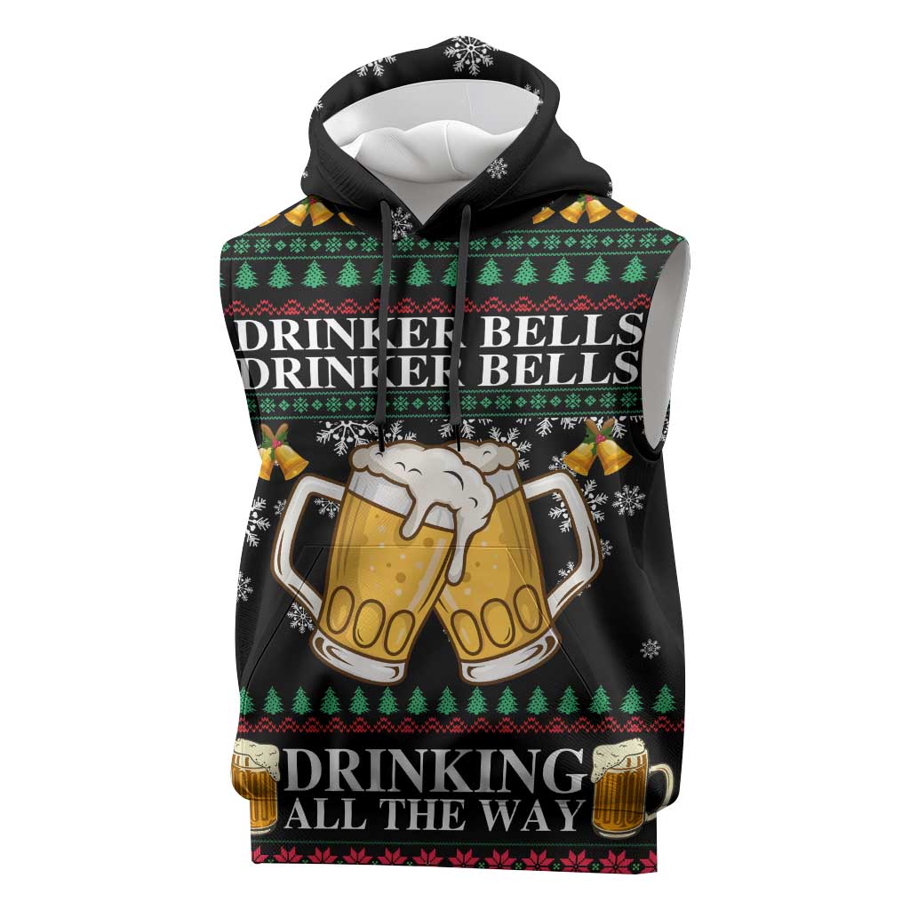 Drinker Bell Christmas Sleeveless Hoodie Funny Xmas Holiday Patterns - Wonder Print Shop