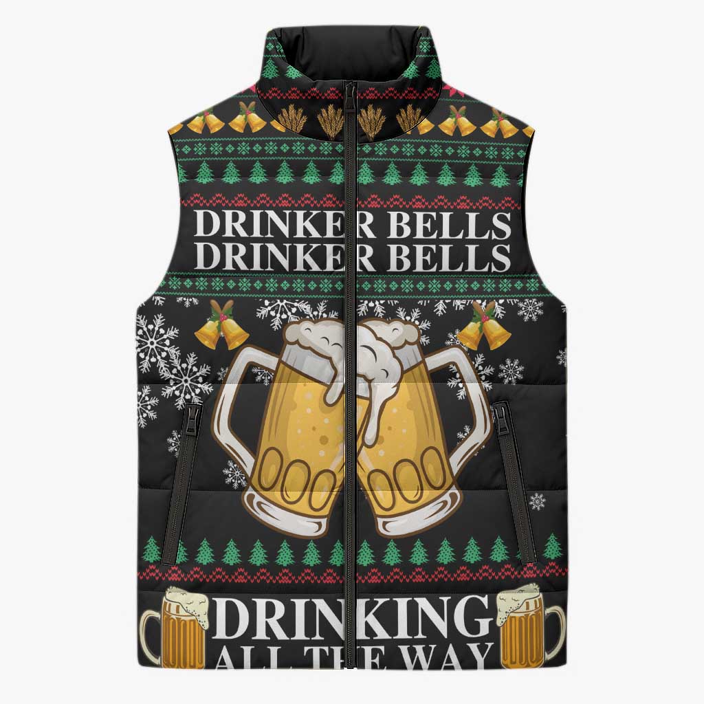 Drinker Bell Christmas Sleeveless Puffer Jacket Funny Xmas Holiday Patterns - Wonder Print Shop
