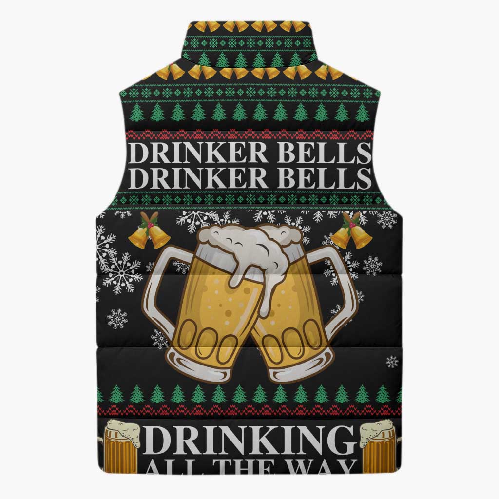 Drinker Bell Christmas Sleeveless Puffer Jacket Funny Xmas Holiday Patterns - Wonder Print Shop