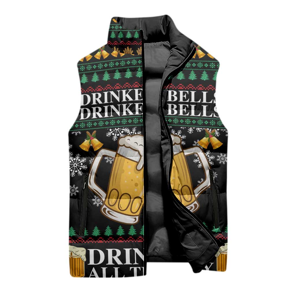 Drinker Bell Christmas Sleeveless Puffer Jacket Funny Xmas Holiday Patterns - Wonder Print Shop