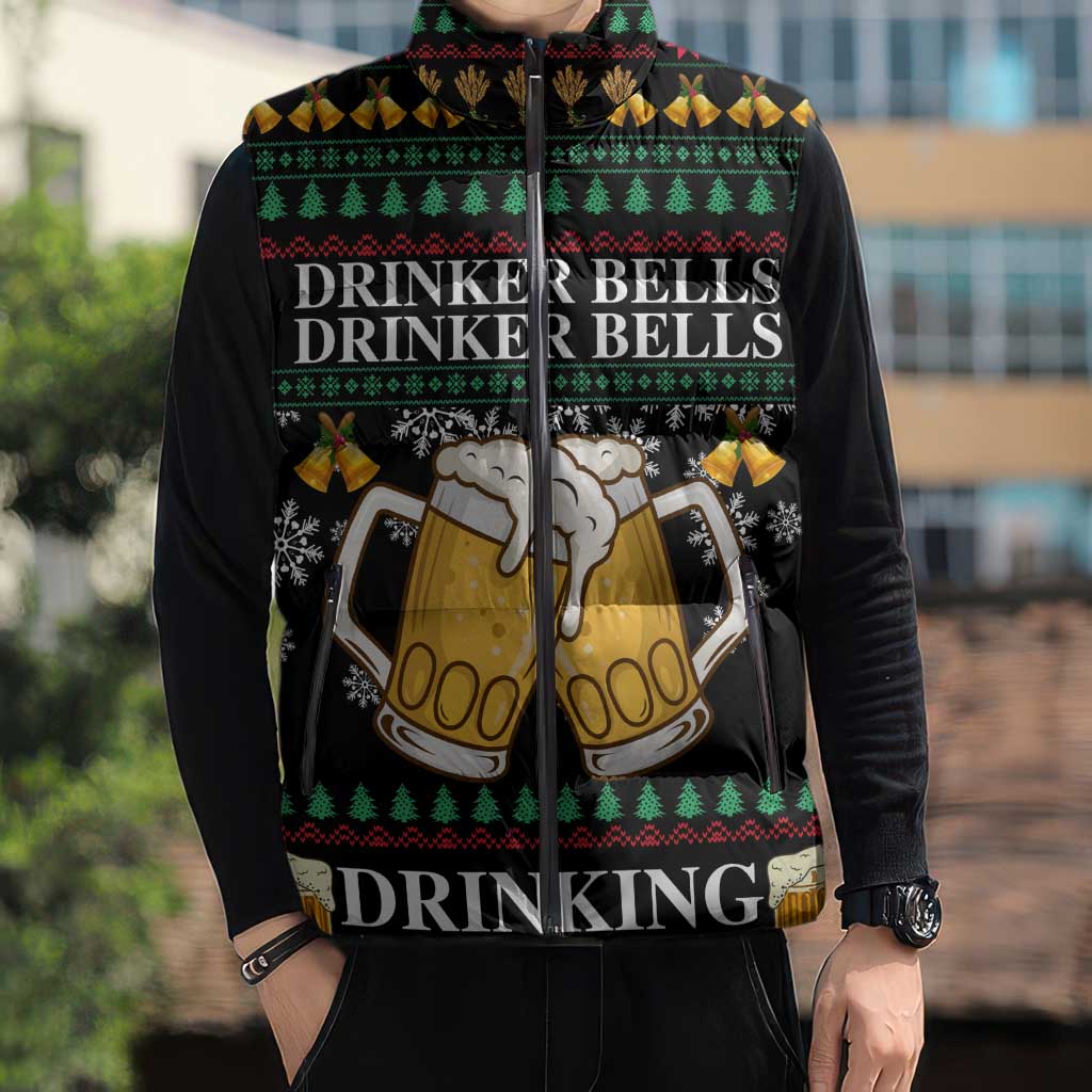 Drinker Bell Christmas Sleeveless Puffer Jacket Funny Xmas Holiday Patterns - Wonder Print Shop