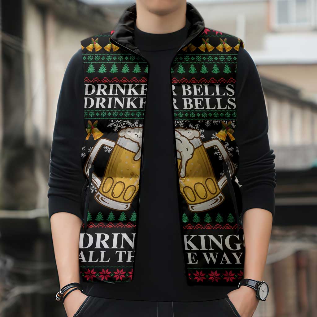 Drinker Bell Christmas Sleeveless Puffer Jacket Funny Xmas Holiday Patterns - Wonder Print Shop