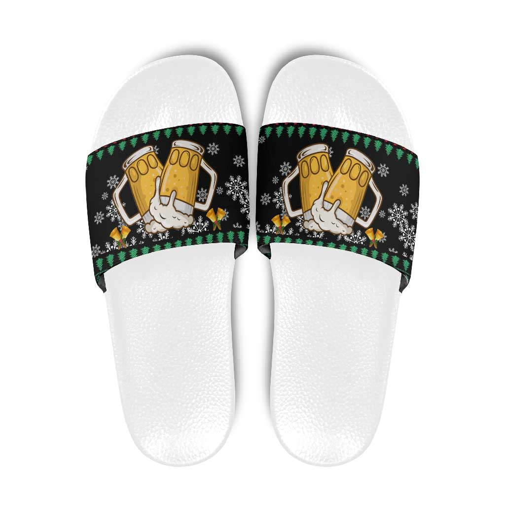 Drinker Bell Christmas Slide Sandals Funny Xmas Holiday Patterns - Wonder Print Shop