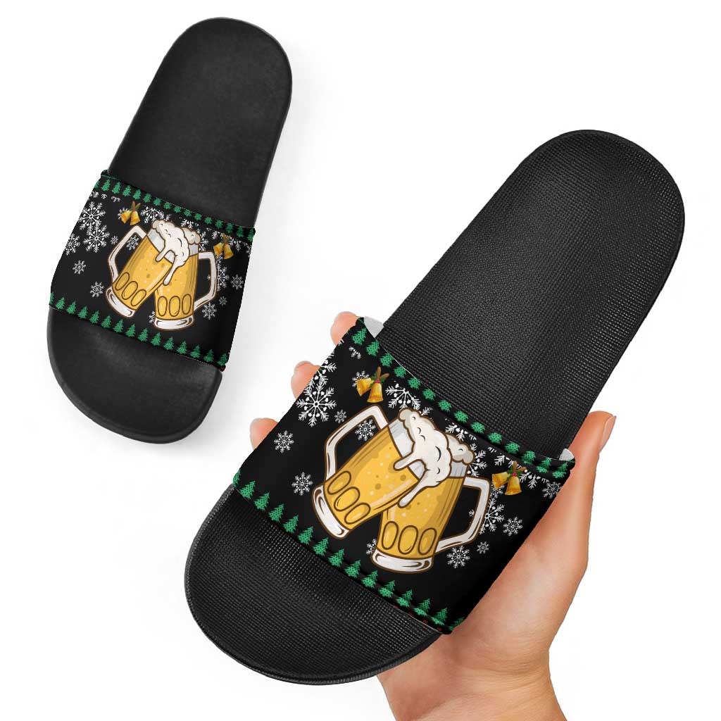 Drinker Bell Christmas Slide Sandals Funny Xmas Holiday Patterns - Wonder Print Shop