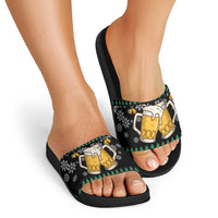 Drinker Bell Christmas Slide Sandals Funny Xmas Holiday Patterns - Wonder Print Shop