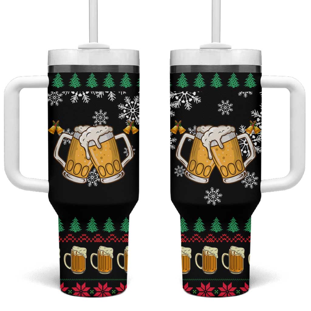Drinker Bell Christmas Tumbler With Handle Funny Xmas Holiday Patterns - Wonder Print Shop