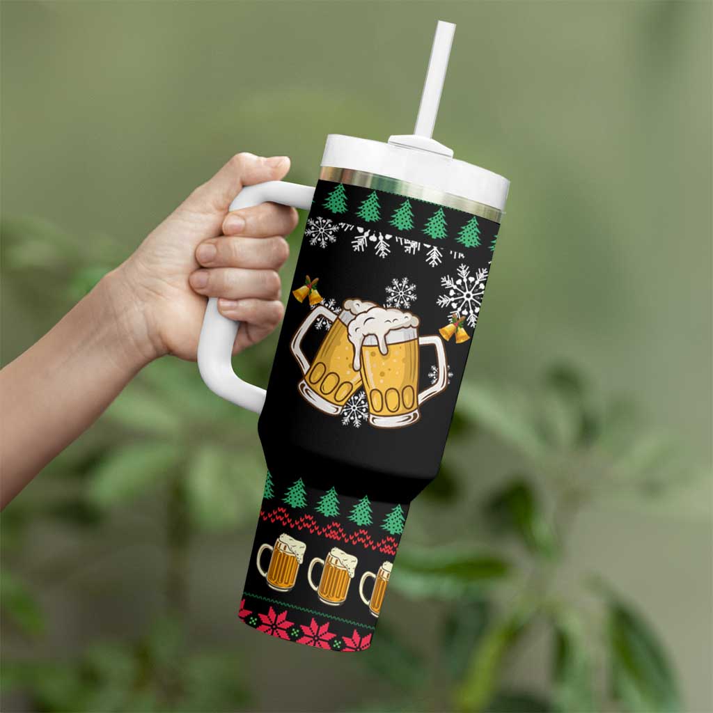 Drinker Bell Christmas Tumbler With Handle Funny Xmas Holiday Patterns - Wonder Print Shop