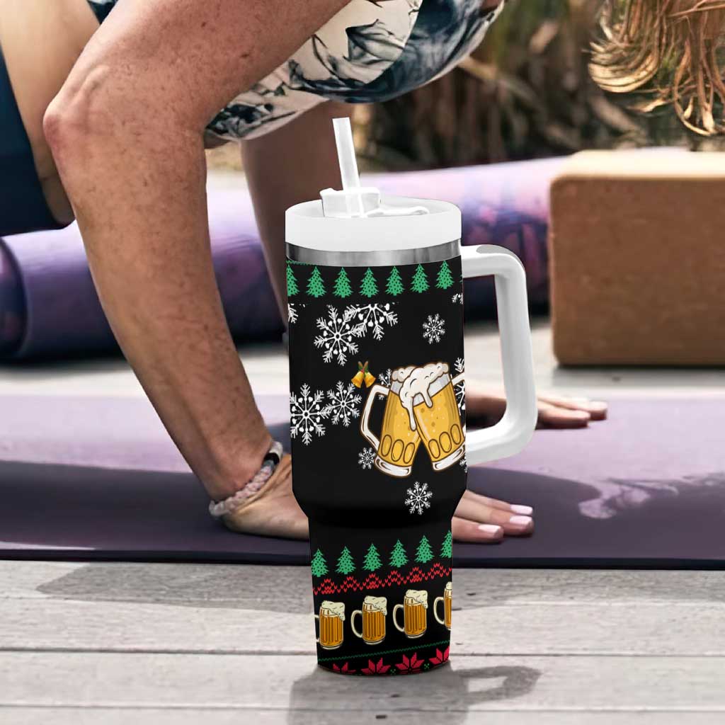 Drinker Bell Christmas Tumbler With Handle Funny Xmas Holiday Patterns - Wonder Print Shop