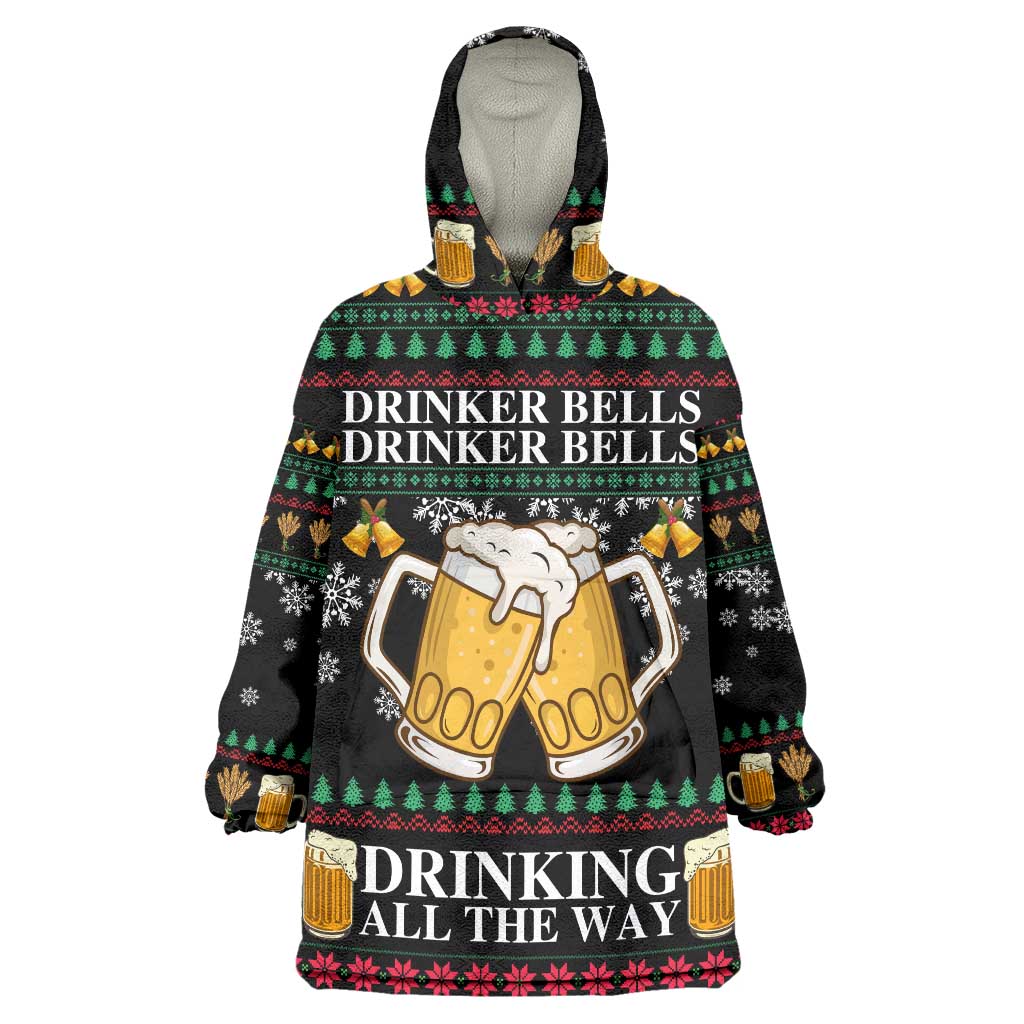 Drinker Bell Christmas Wearable Blanket Hoodie Funny Xmas Holiday Patterns - Wonder Print Shop