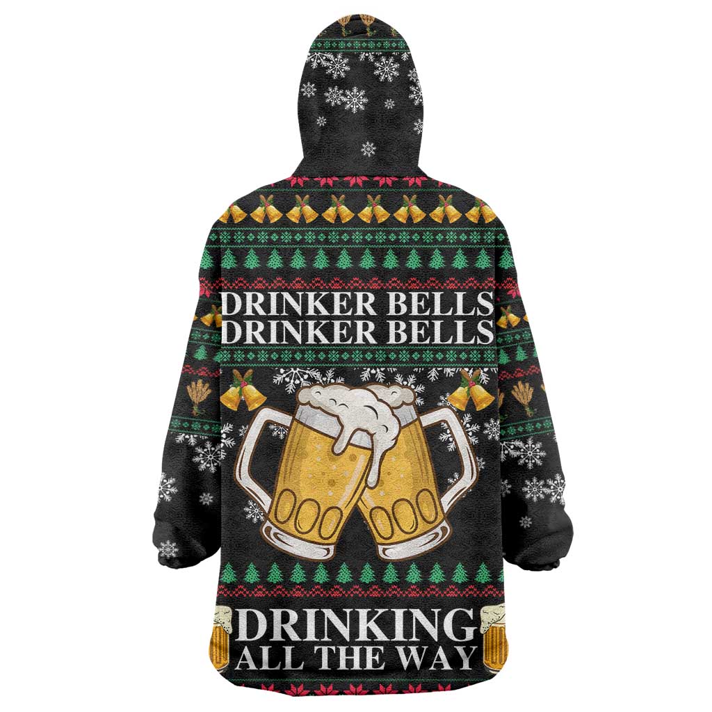 Drinker Bell Christmas Wearable Blanket Hoodie Funny Xmas Holiday Patterns - Wonder Print Shop
