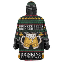 Drinker Bell Christmas Wearable Blanket Hoodie Funny Xmas Holiday Patterns - Wonder Print Shop
