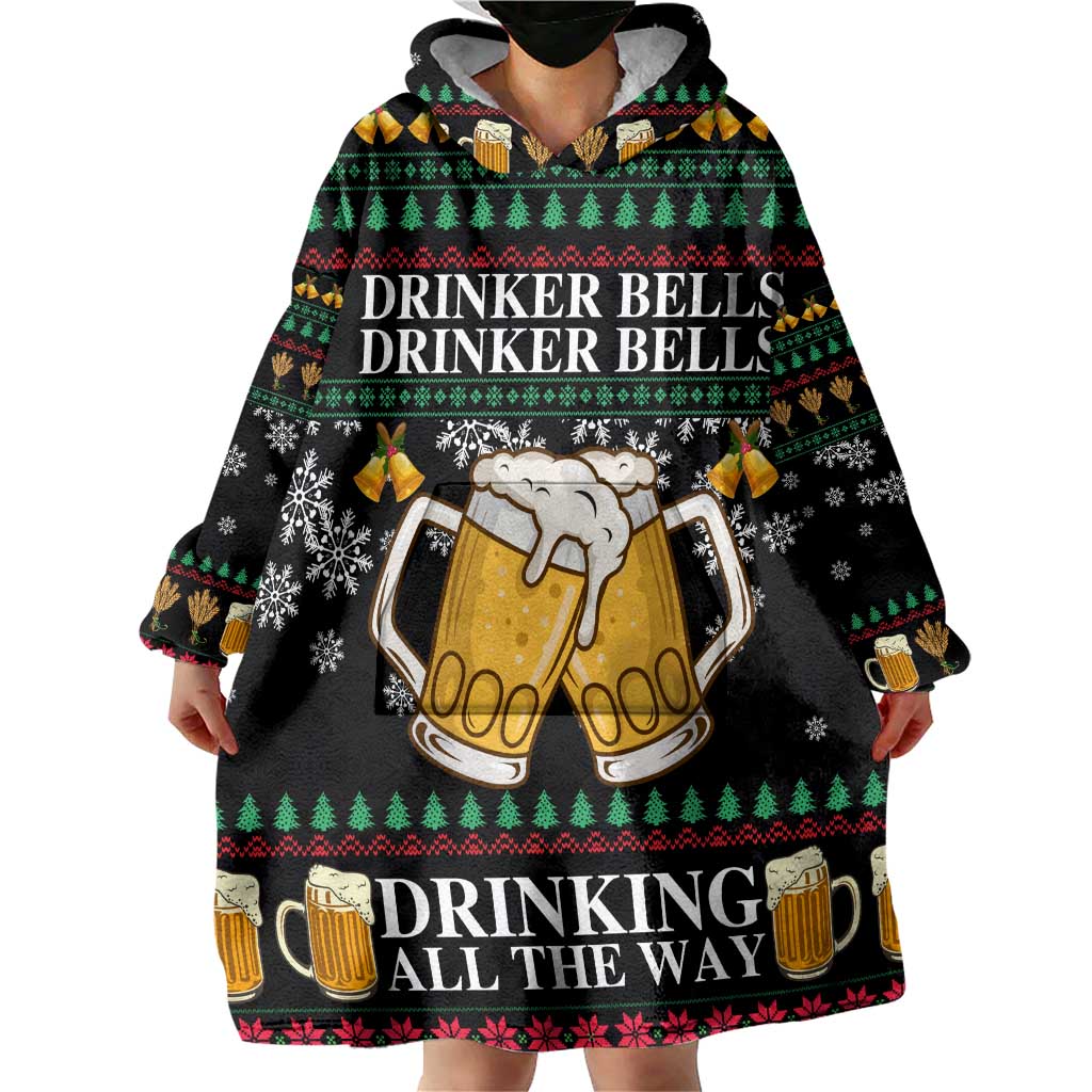 Drinker Bell Christmas Wearable Blanket Hoodie Funny Xmas Holiday Patterns - Wonder Print Shop