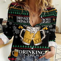 Drinker Bell Christmas Women Casual Shirt Funny Xmas Holiday Patterns - Wonder Print Shop