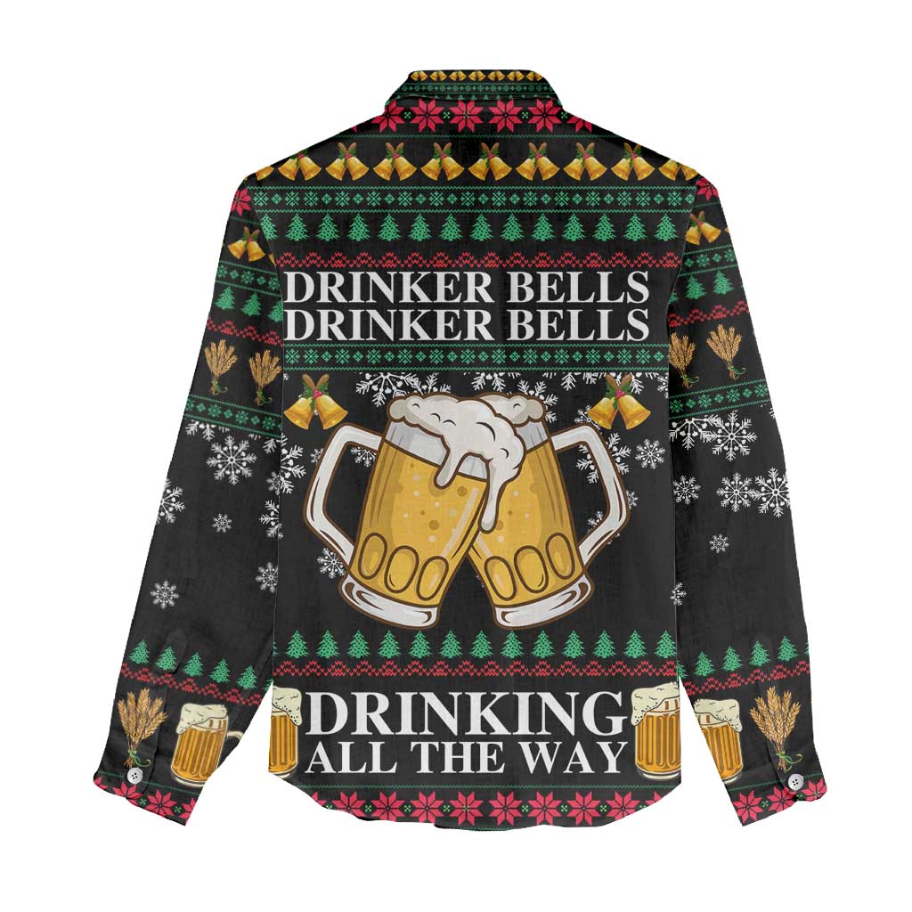 Drinker Bell Christmas Women Casual Shirt Funny Xmas Holiday Patterns - Wonder Print Shop
