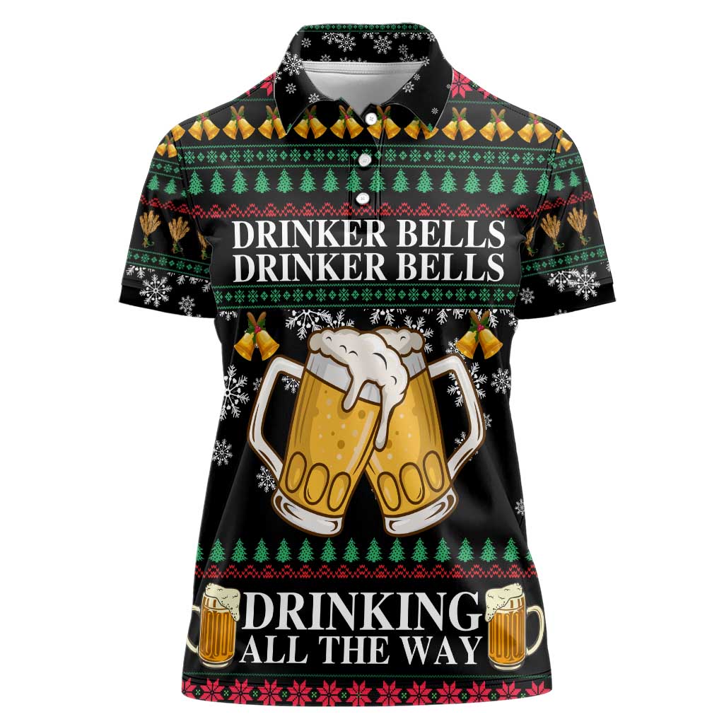 Drinker Bell Christmas Women Polo Shirt Funny Xmas Holiday Patterns - Wonder Print Shop