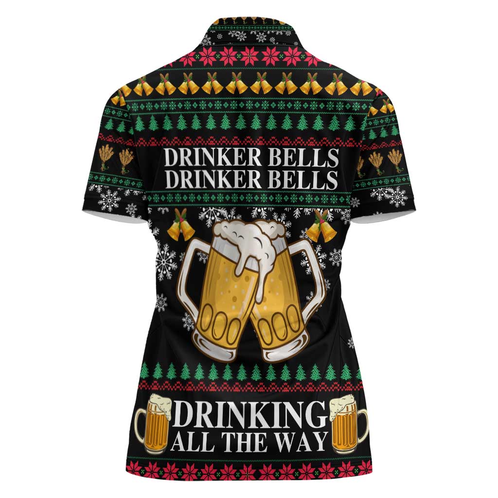 Drinker Bell Christmas Women Polo Shirt Funny Xmas Holiday Patterns - Wonder Print Shop