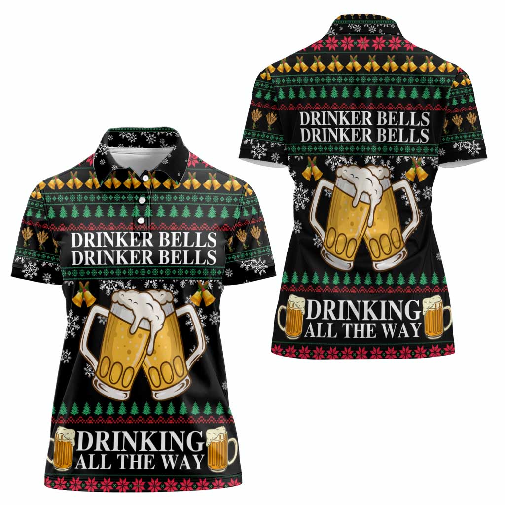 Drinker Bell Christmas Women Polo Shirt Funny Xmas Holiday Patterns - Wonder Print Shop