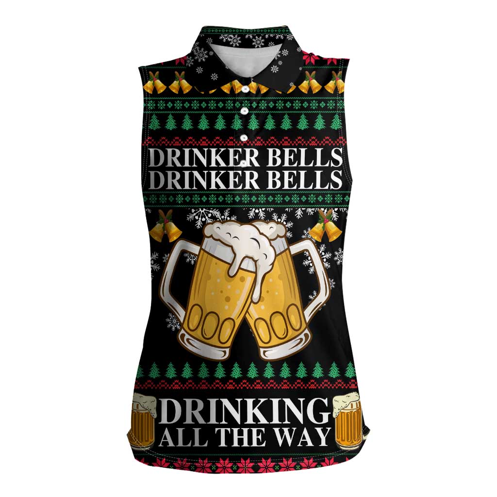 Drinker Bell Christmas Women Sleeveless Polo Shirt Funny Xmas Holiday Patterns - Wonder Print Shop