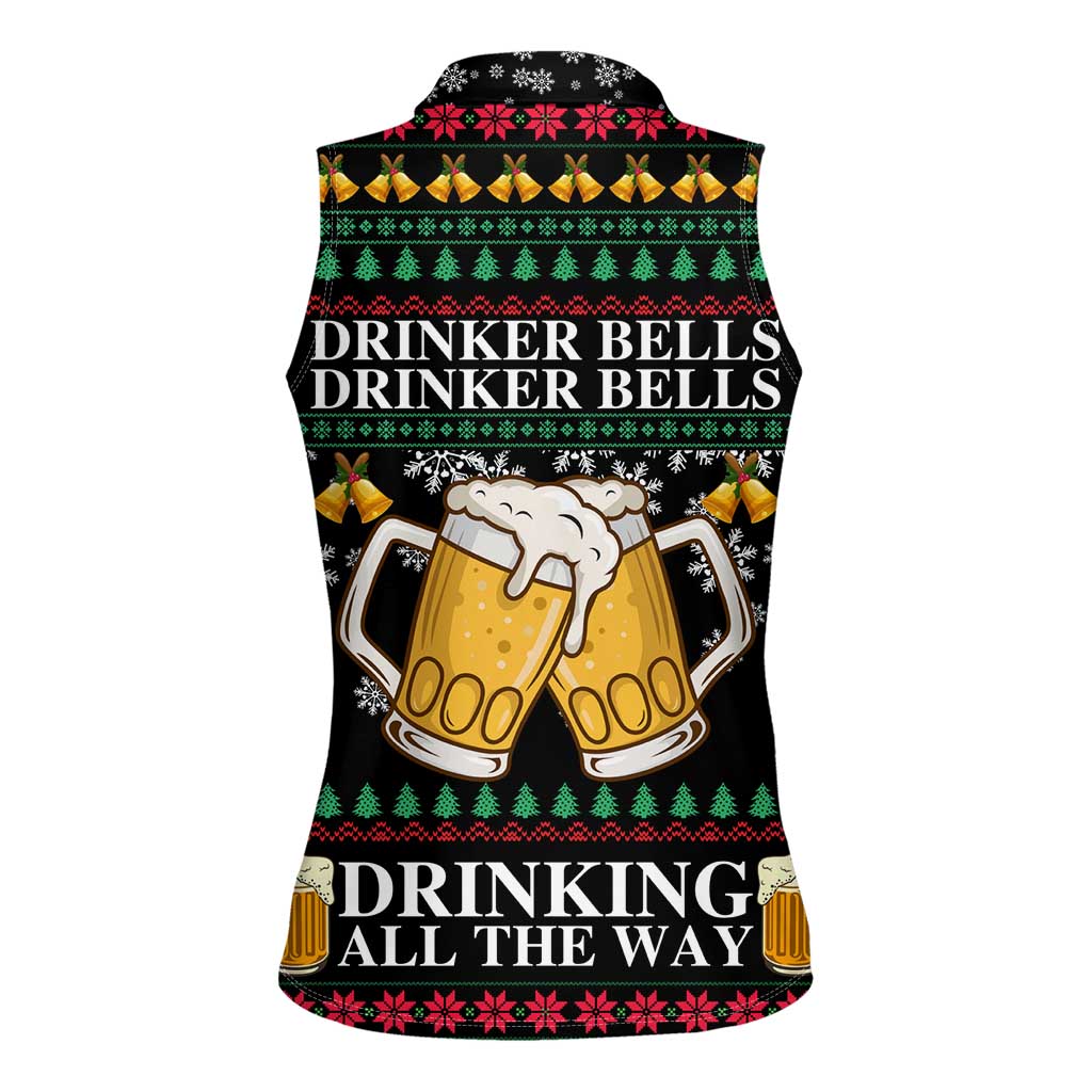 Drinker Bell Christmas Women Sleeveless Polo Shirt Funny Xmas Holiday Patterns - Wonder Print Shop