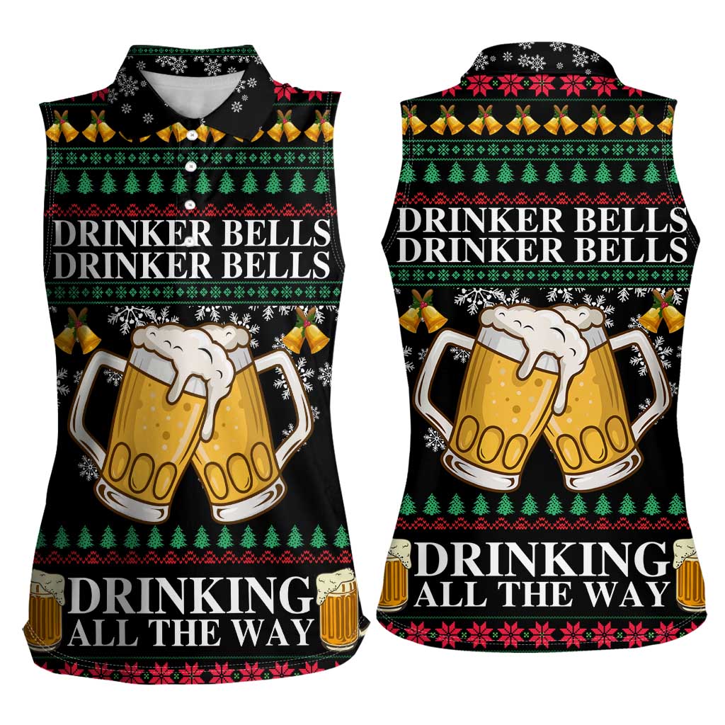 Drinker Bell Christmas Women Sleeveless Polo Shirt Funny Xmas Holiday Patterns - Wonder Print Shop