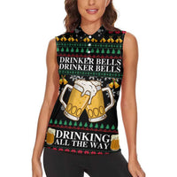 Drinker Bell Christmas Women Sleeveless Polo Shirt Funny Xmas Holiday Patterns - Wonder Print Shop